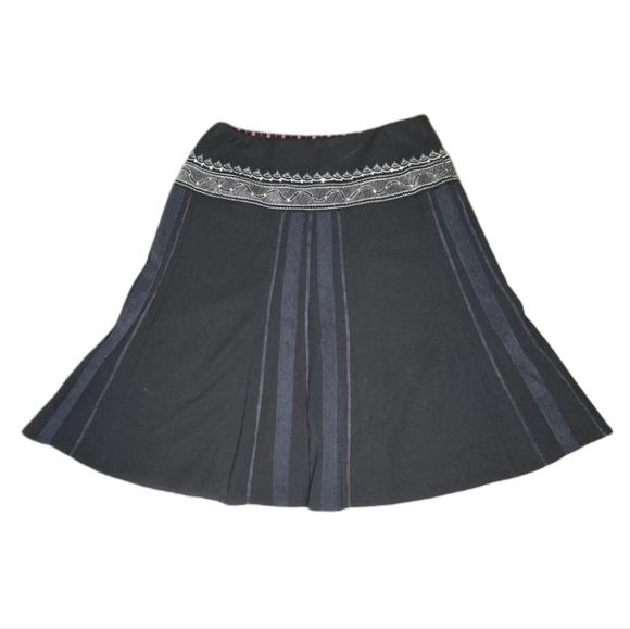 Bianca Nygard Corpcore Black Embroidered A-line Size 10 Midi Skirt Classic - Picture 1 of 7